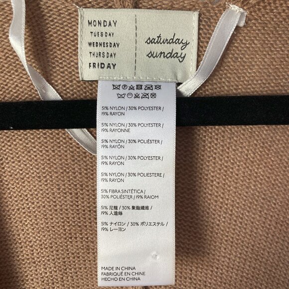 ANTHROPOLOGIE Saturday Sunday Lucia Tied Kimono Wrap Cardigan Poncho Cape Tan - Picture 4 of 7